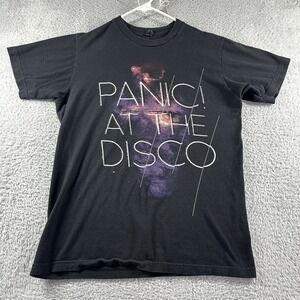 Panic at the Disco Shirt Mens Medium Black Band Tee Tour Y2K‎ Retro Graphic